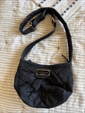 Marc Jacobs Black Quilted Nylon Crossbody with Gold Hardware